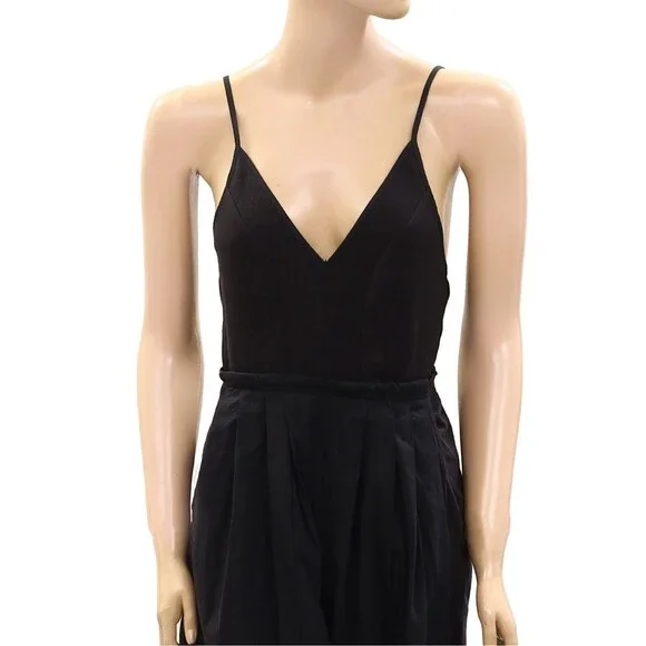 By Anthropologie High Tide Wide-Leg One-Piece Jumpsuit Dress Black M NEW 275674